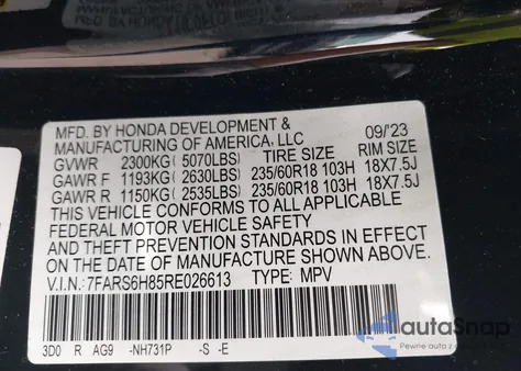 2024 Honda Cr-V Sport-L z USA, uszkodzony, nr VIN 7FARS6H85RE026613
